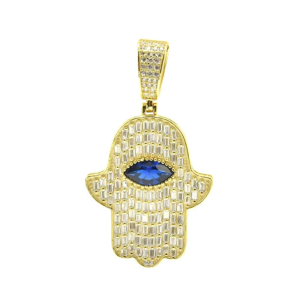 Hamsa eye baguette pendant