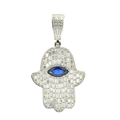 Hamsa eye baguette pendant