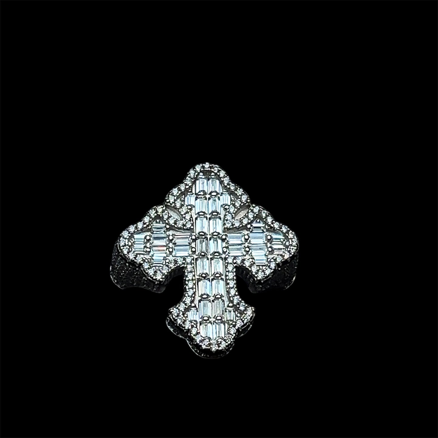 Iced Out Cross Baguette Ring