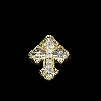 Iced Out Cross Baguette Ring