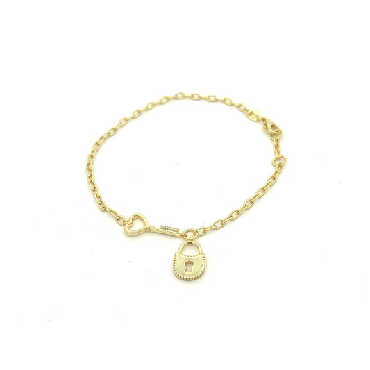 Key and Lock Bracelet in Gold